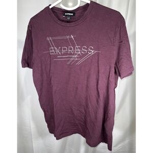 Express Graphic T-Shirt Mens Medium Burgundy Logo Sketch Cotton Casual Tee M